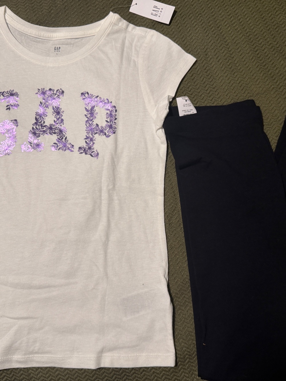 GAP White Tee with Purple Floral Logo